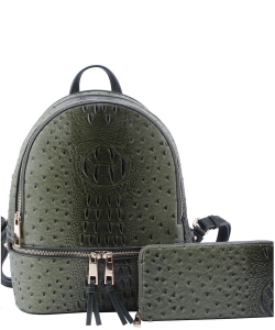 Ostrich Croc 2-in-1 Backpack OS1062W OLIVE